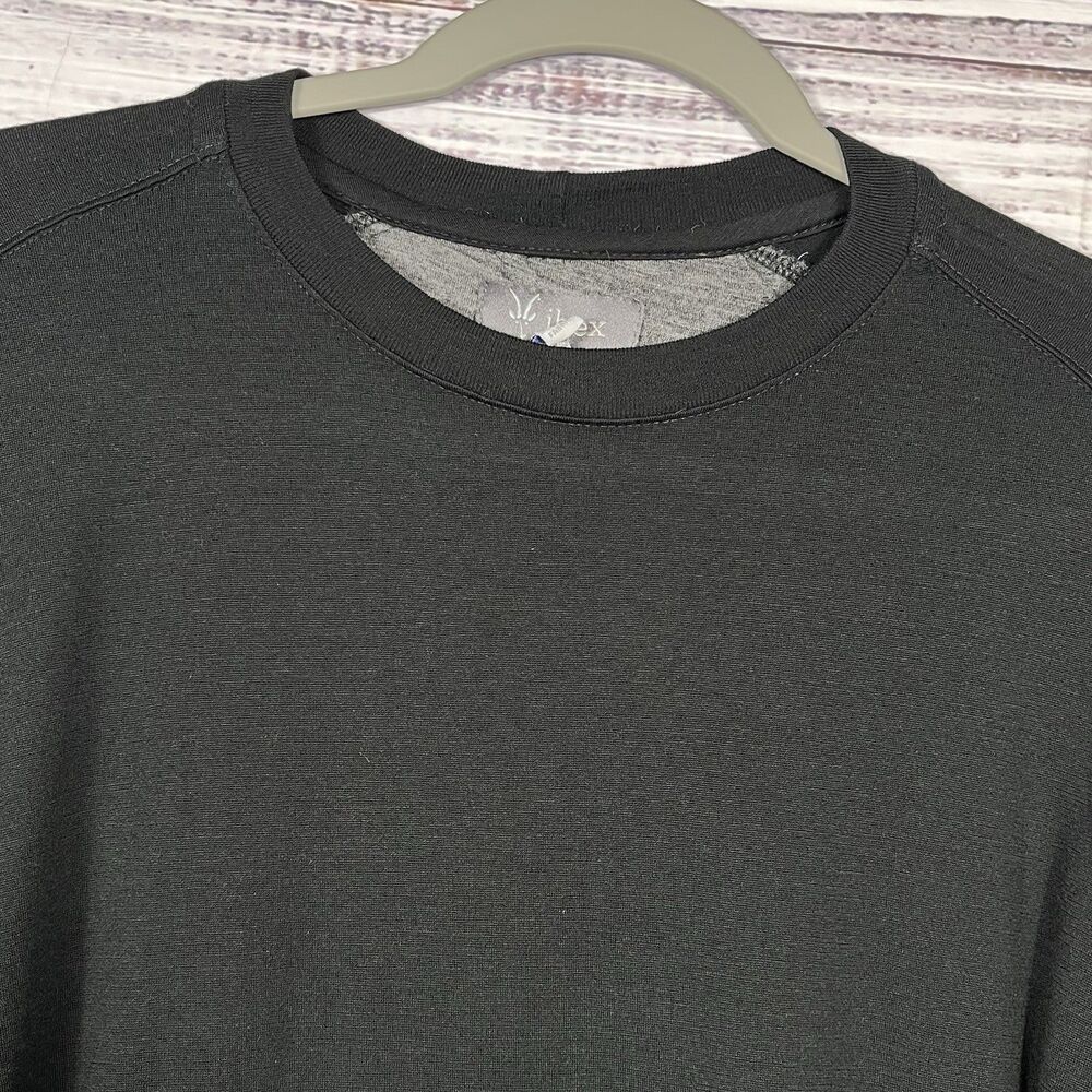 Ibex Shirt Mens Large Goat Long Sleeve Tee Crew Neck Merino Wool Black READ